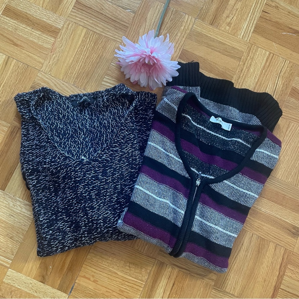 Striped and Knit Sweater Set